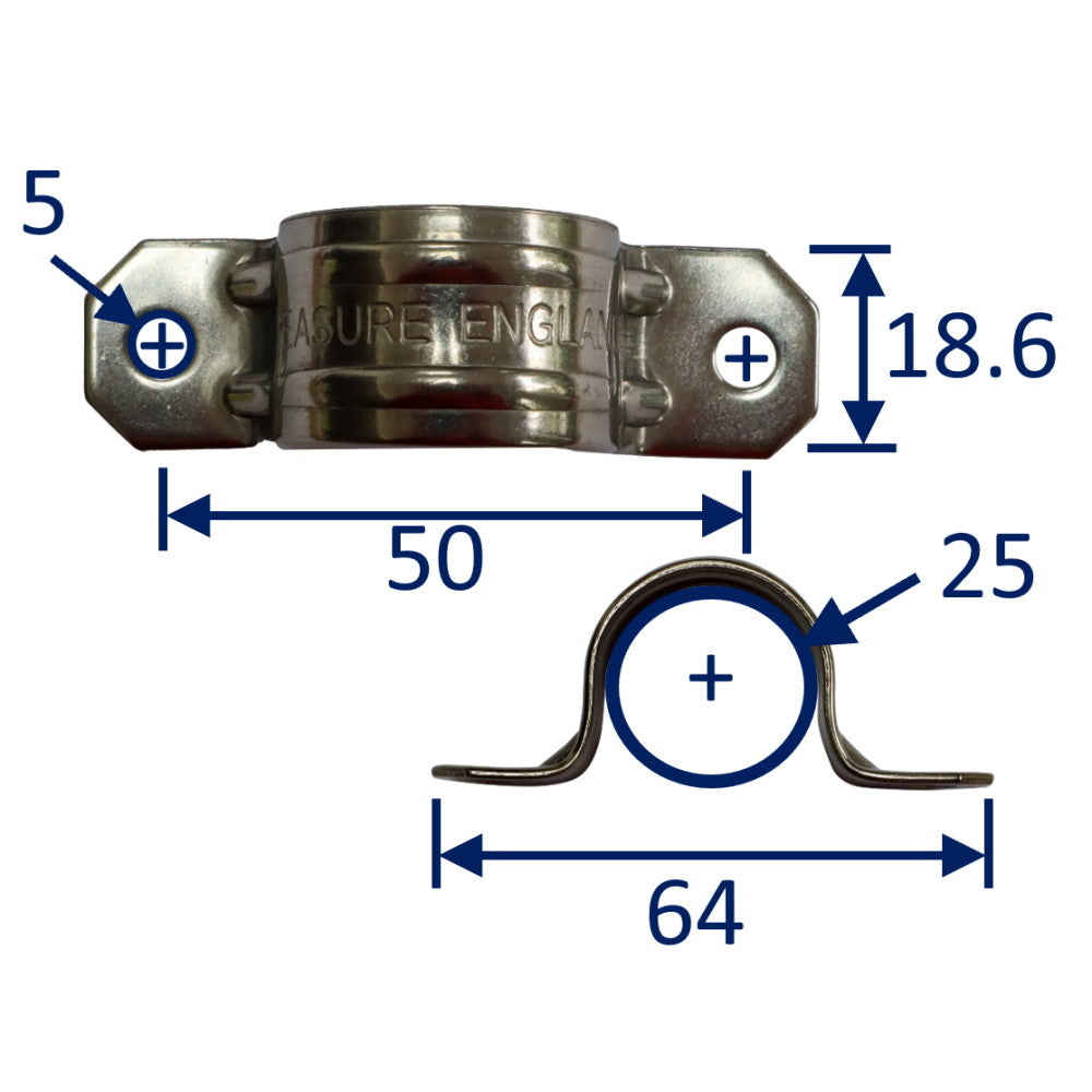 Marine Stanchion Hand Rail Fitting – 60 Degree Center, 7/8" (22.2mm), SS 316 Stainless