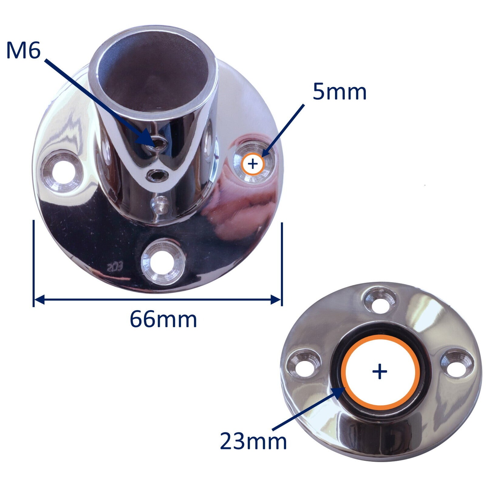 Tube Mounting Support, Flanged 316 Stainless Steel 60-Degree Tube Moun ...