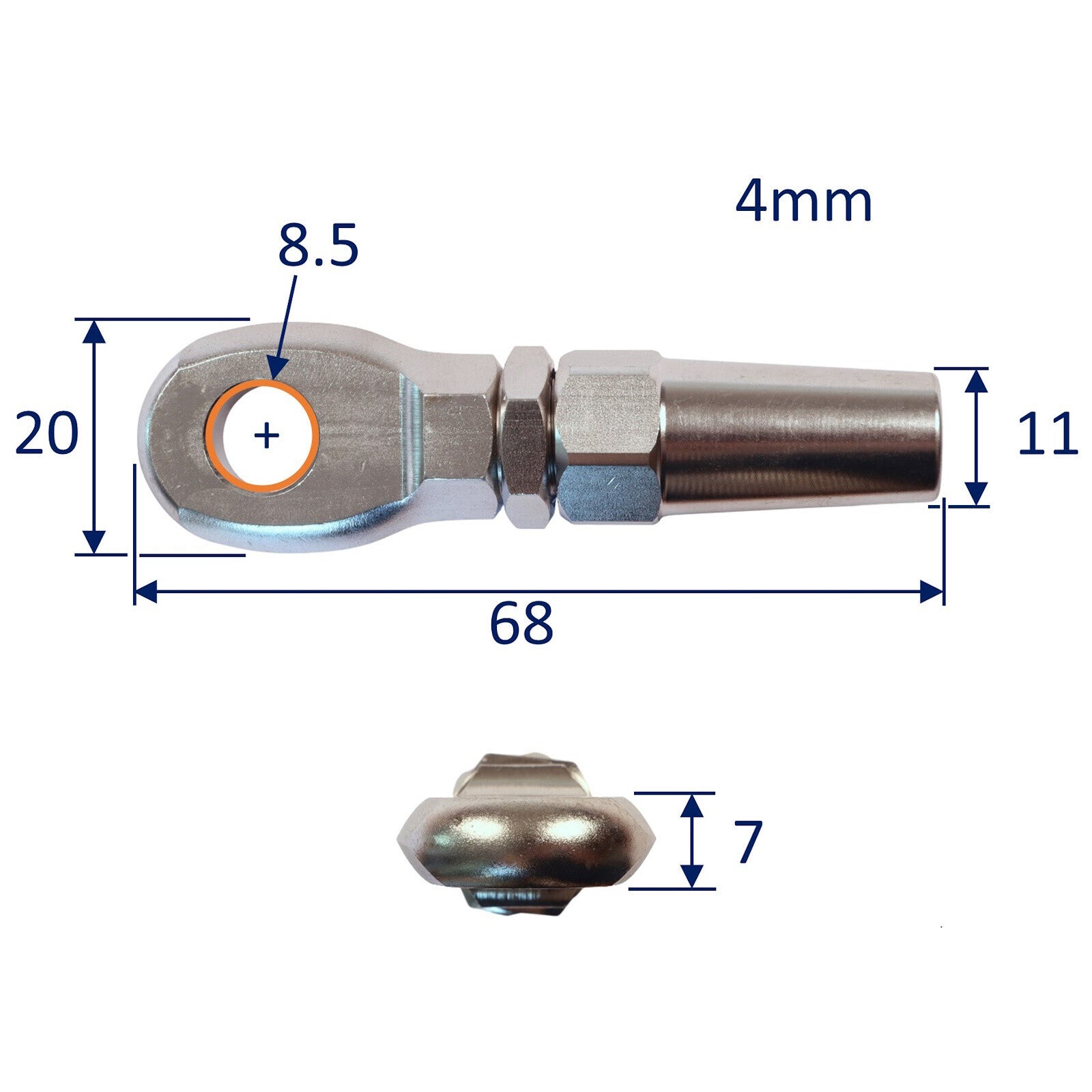 Wire Rope End Terminal Eye End, 316 Stainless Steel Wire Rope Terminal ...