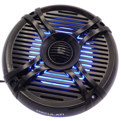 Pair Of 5.25” Osculati Two Way Speakers With Programmable Multicolour LEDS - Waterproof - UV Resistant – 166mm Outside Diameter
