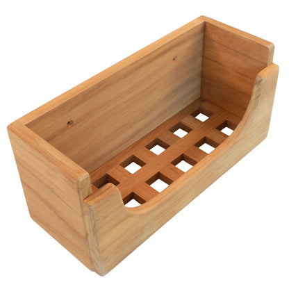 Teak Holder For Your Boat’s Bathroom & Shower Items – 256mm Length – Removable Base Grate