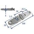 Stainless Steel A4 (316) Strap Hinge, Marine & Sailing, Door, Locker, Cabinet 100x26mm image #2