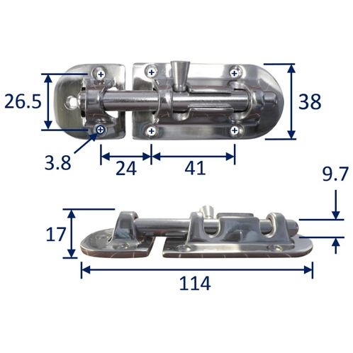 Stainless Steel A4 (316) Cabin Lock / Latch / Locking Hinge 114mm image #