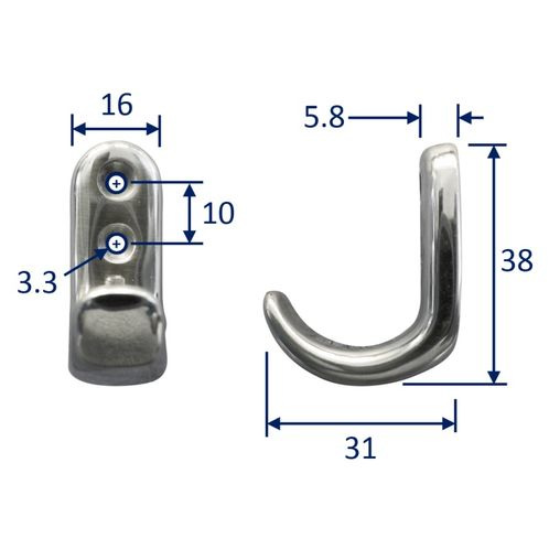 Coat Hook (Polished Marine-Grade Stainless Steel) image #