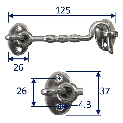 Stainless Steel A4 (316) Cabin Hook, Marine & Sailing, Door, Cabinet Latch image #