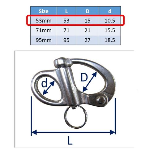 Stainless Steel Snap Shackle, Sailing Sheet Attach, 316 Marine Grade image #1