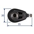 Dynamic 20mm Pulley Block, single fixed.  Line size 2.5 to 6mm image #2