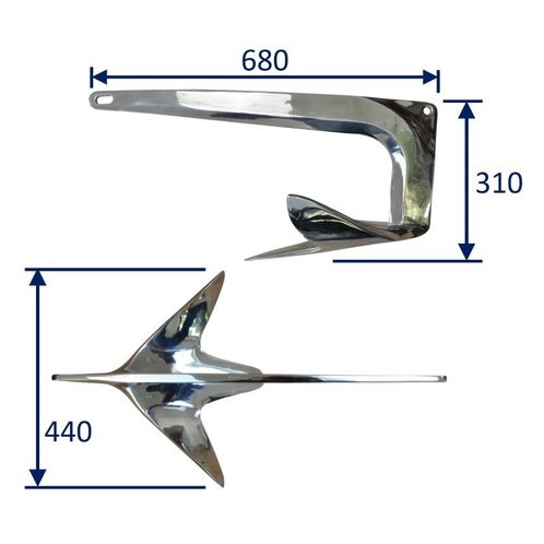 Stainless Bruce-Type Anchor, Polished 316 Stainless Steel image #3