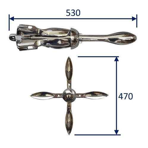 Stainless Steel Anchor, Folding Grapnel Anchor, Polished 316 Stainless image #3