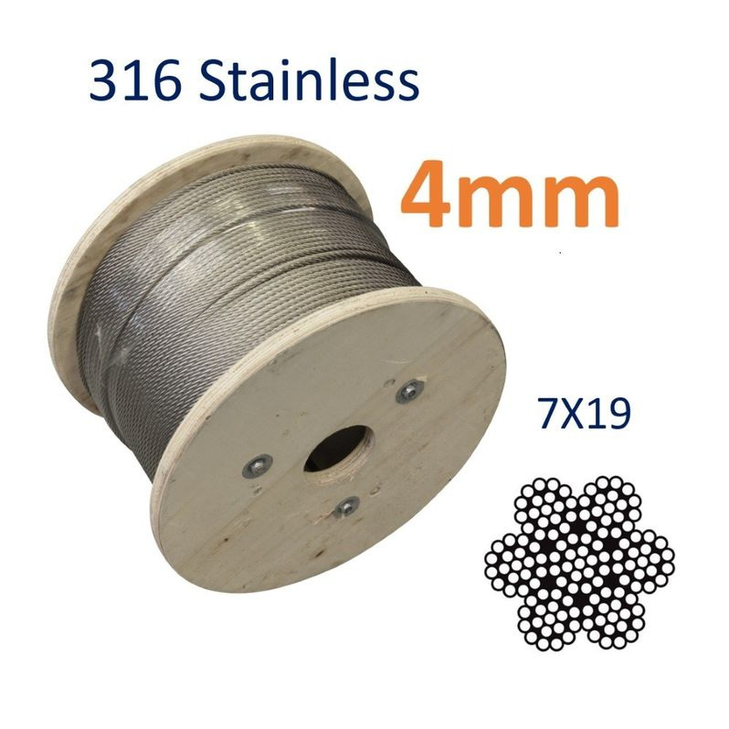 6mm 316 Stainless Steel Cable Wire Rope Grade 7x19 wire rope  1/4" 