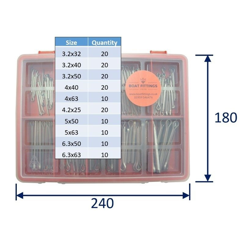 Kit Box Of 316 Stainless Steel Split Pins Smaller Sizes