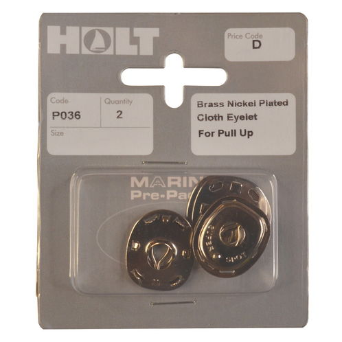 Boat Canopy Cloth Eyelets For Pull-Up Fastening, Nickel-Plated Brass (2 pack) image #1