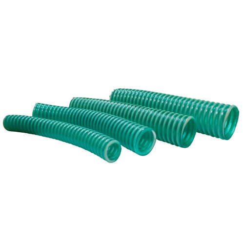 Flexible Green-Tinted PVC Marine Delivery and Suction Hose With Spiral Reinforcing image #