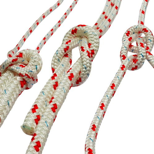 polyester braided rope, red fleck