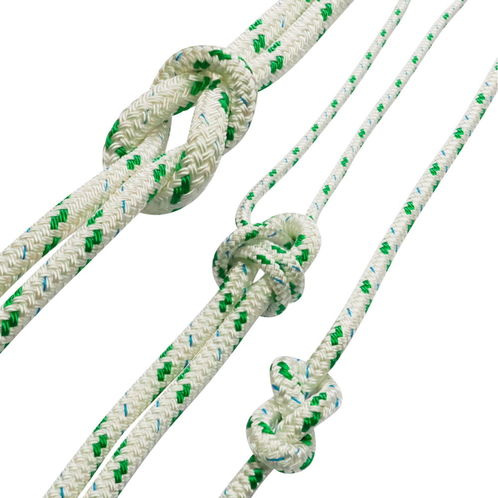 polyester braided rope, green fleck