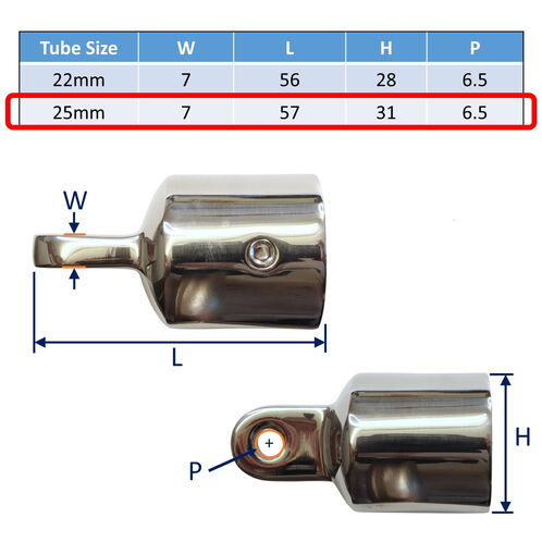Stainless Steel Tube End Cap With Mounting Hole, in 316 Stainless Steel image #2
