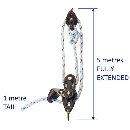 Sailing Pulley Block System 3:1 Ratio, 8mm Blue Fleck Braided Polyester Line, Tied To Block (Not Spliced) image #5