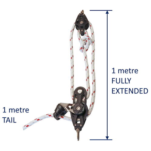 Sailing Pulley Block System 3:1 Ratio, 8mm Red Fleck Braided Polyester Line, Tied To Block (Not Spliced) image #1