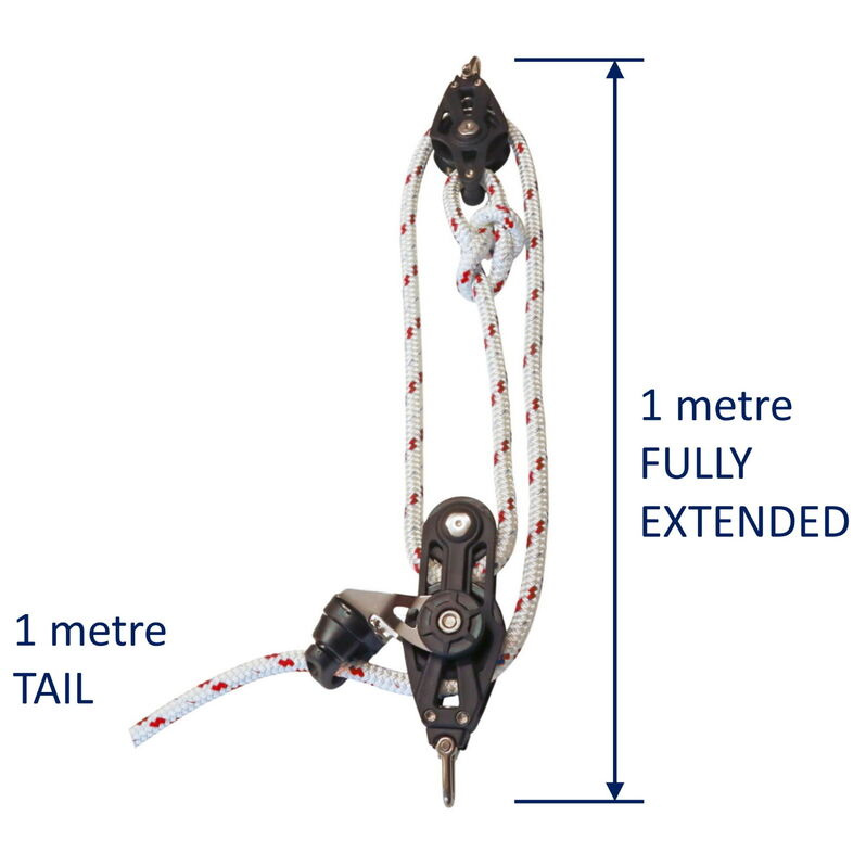 Sailing Pulley Block System 3:1 Ratio, 8mm Red Fleck Braided Polyester ...