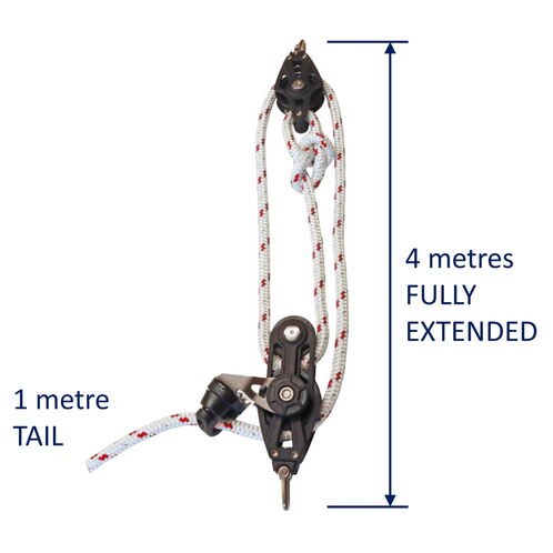 Sailing Pulley Block System 3:1 Ratio, 8mm Red Fleck Braided Polyester Line, Tied To Block (Not Spliced) image #4