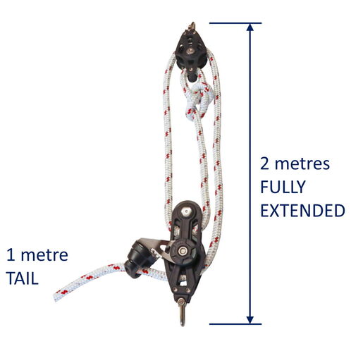 Sailing Pulley Block System 3:1 Ratio, 12mm Red Fleck Braided Polyester Line, Tied To Block (Not Spliced) image #2