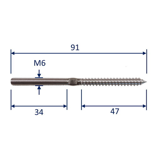 316 Stainless Steel Metric Stud With Wood Screw Thread / Terminal Connection image #2