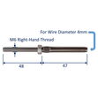 Swage Stud End Fitting For Wire Rope, 316 Stainless Steel Swage Fitting, With Metric Thread image #4