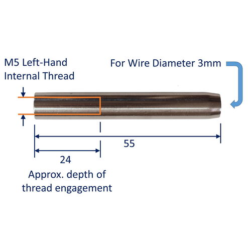 Swage End Fitting For Wire Rope, 316 Stainless Steel Swage Fitting, With Female Metric Thread image #5
