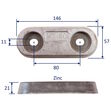 Zinc Sacrificial Anode, Vetus 80 Type For Hull Mounting, In Salt-Water For Corrosion Protection image #1