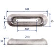 Zinc Sacrificial Anode, Vetus 100 Type For Hull Mounting, In Salt-Water For Corrosion Protection In Salt-Water image #1