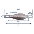Aluminium Sacrificial Anode, Water-Drop Shape, Smooth Moulded Shape For Less Drag, 500g image #1