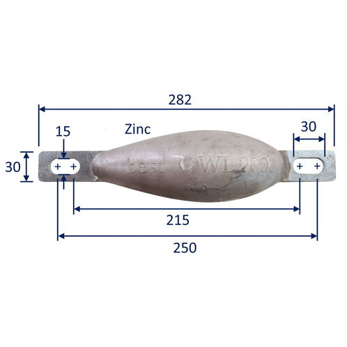 zinc low-drag hull anode 2kg