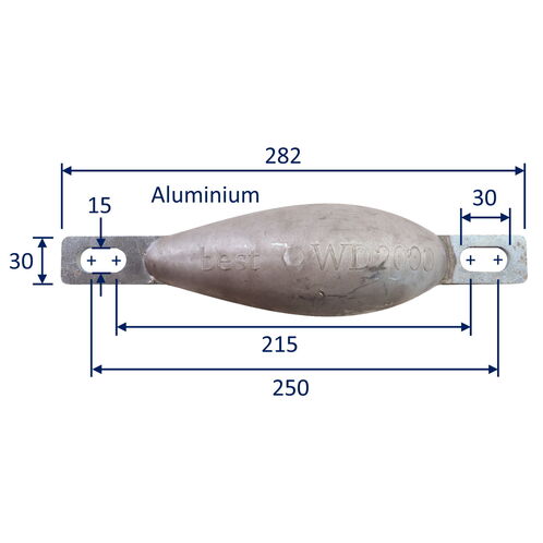Aluminium Sacrificial Anode, Water-Drop Shape, Smooth Moulded Shape For Less Drag, 1kg image #1