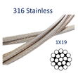 Stainless Steel Wire Rope, 316-Grade 1x19 For Marine & Rigging, Shrouds, Stays, Guard Rails, Polished Finish image #1