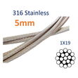 Stainless Steel Wire Rope, 316-Grade 1x19 For Marine & Rigging, Shrouds, Stays, Guard Rails, Polished Finish image #3
