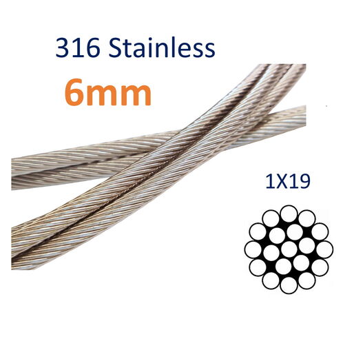 Stainless Steel Wire Rope, 316-Grade 1x19 For Marine & Rigging, Shrouds, Stays, Guard Rails, Polished Finish image #4