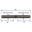 Stainless Steel Metric Stud, With Left-Hand & Right-Hand Thread, Made From 316-Grade Stainless Steel image #1