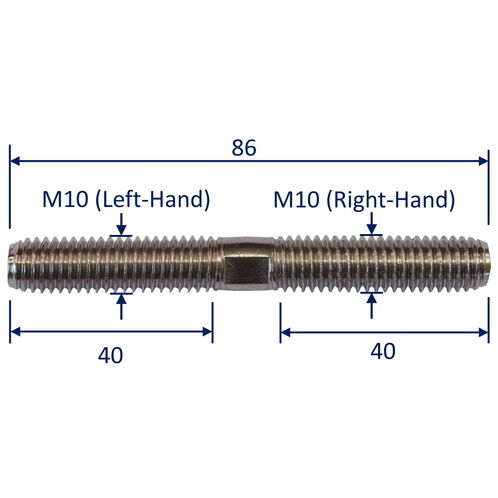 Stainless Steel Metric Stud, With Left-Hand & Right-Hand Thread, Made From 316-Grade Stainless Steel image #4