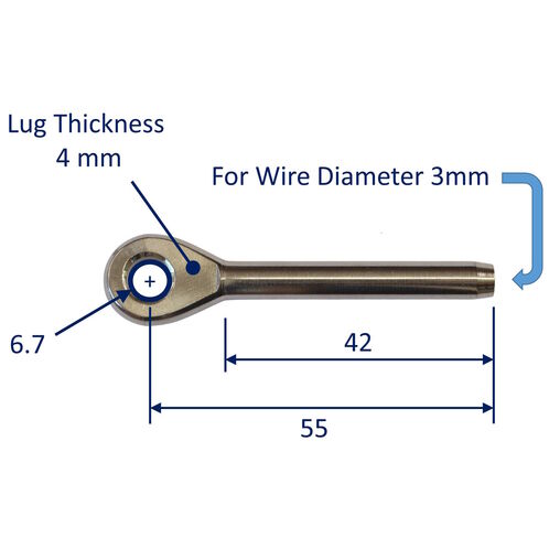 Swage Eye End Fitting For Wire Rope, 316 Stainless Steel Swage Fitting, With Eye End image #1