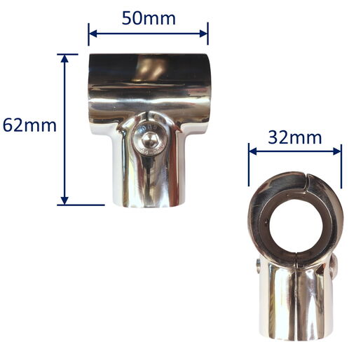 Stainless Steel Hinged T-Fitting (Tee Fitting), For Joining Our 316 Stainless Steel Tubing, Choice Of Sizes image #1