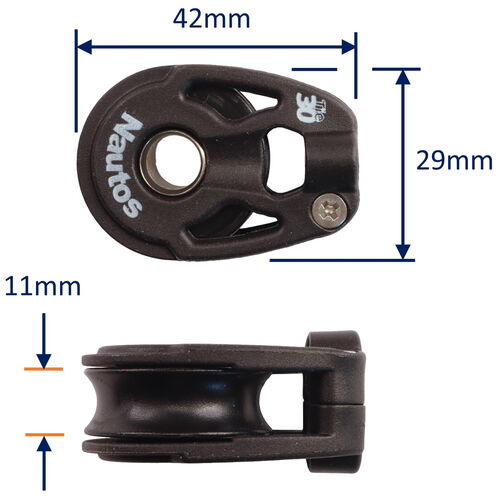 Tie-On Sailing Pulley Block, For Line Up To 8mm, Secured With 30mm Sheave image #1
