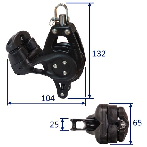 Nautos Organic 57 Single Swivel Sailing Pulley Block With Becket & Cam Cleat image #1