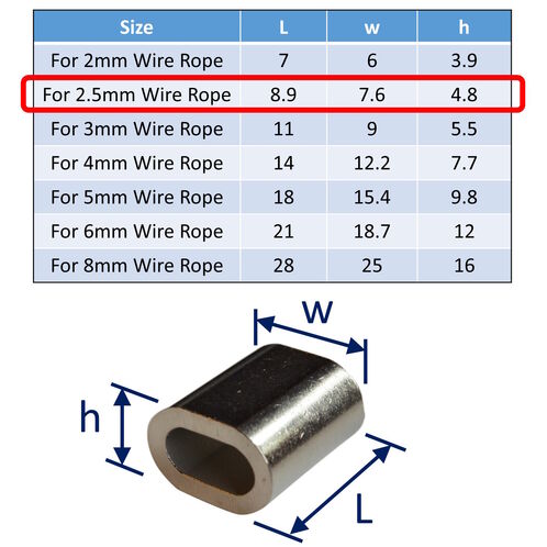 Wire Rope Ferrule, 316 Stainless, Marine Grade Ferrule  image #6