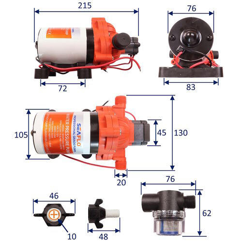 SEAFLO Water Pressure Pump, 33-Series, 12 Volts, Self-Priming Pump, With Adjustable Pressure image #