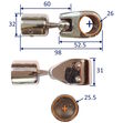 Bimini Ball-Joint, For Stainless Steel Bimini / Tubing Framework, Choice Of Sizes For 22mm Or 25mm Tubing image #2