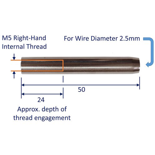 Swage End Fitting For Wire Rope, 316 Stainless Steel Swage Fitting, With Female Metric Thread image #10