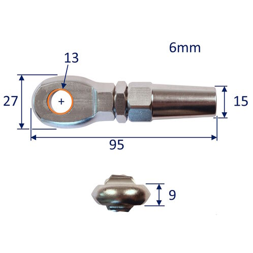 Wire Rope End Terminal Eye End, 316 Stainless Steel Wire Rope Terminal With Mechanical Grip Connection image #3