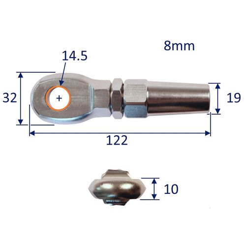 Wire Rope End Terminal Eye End, 316 Stainless Steel Wire Rope Terminal With Mechanical Grip Connection image #4