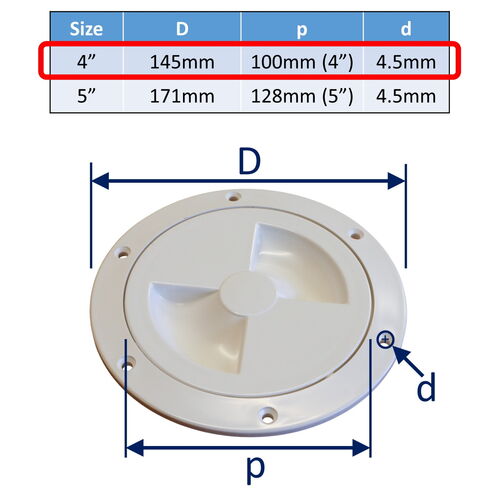 Round Waterproof Hatch Cover, Screw-In With Rubber O-Ring Seal, White Colour image #1