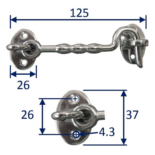 product image for Stainless Steel A4 (316) Cabin Hook, Marine & Sailing, Door, Cabinet Latch